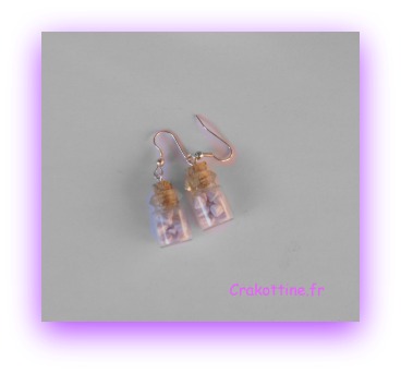 boucles d&#039;oreilles mini fioles berlingot mauve