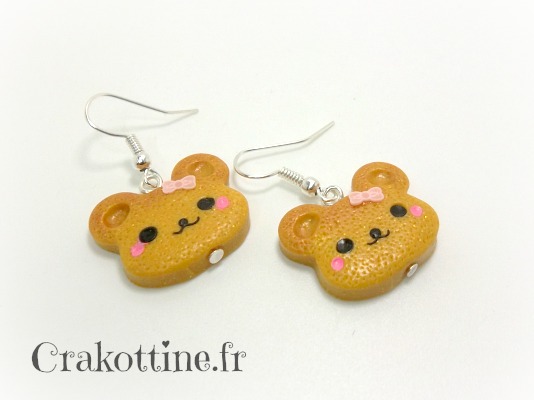 Earrings Biscuit bear kawaii