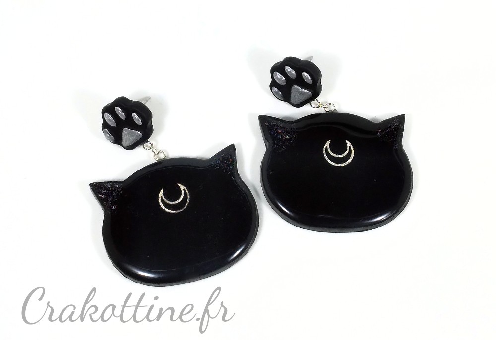Moon Kawaii Cat earrings