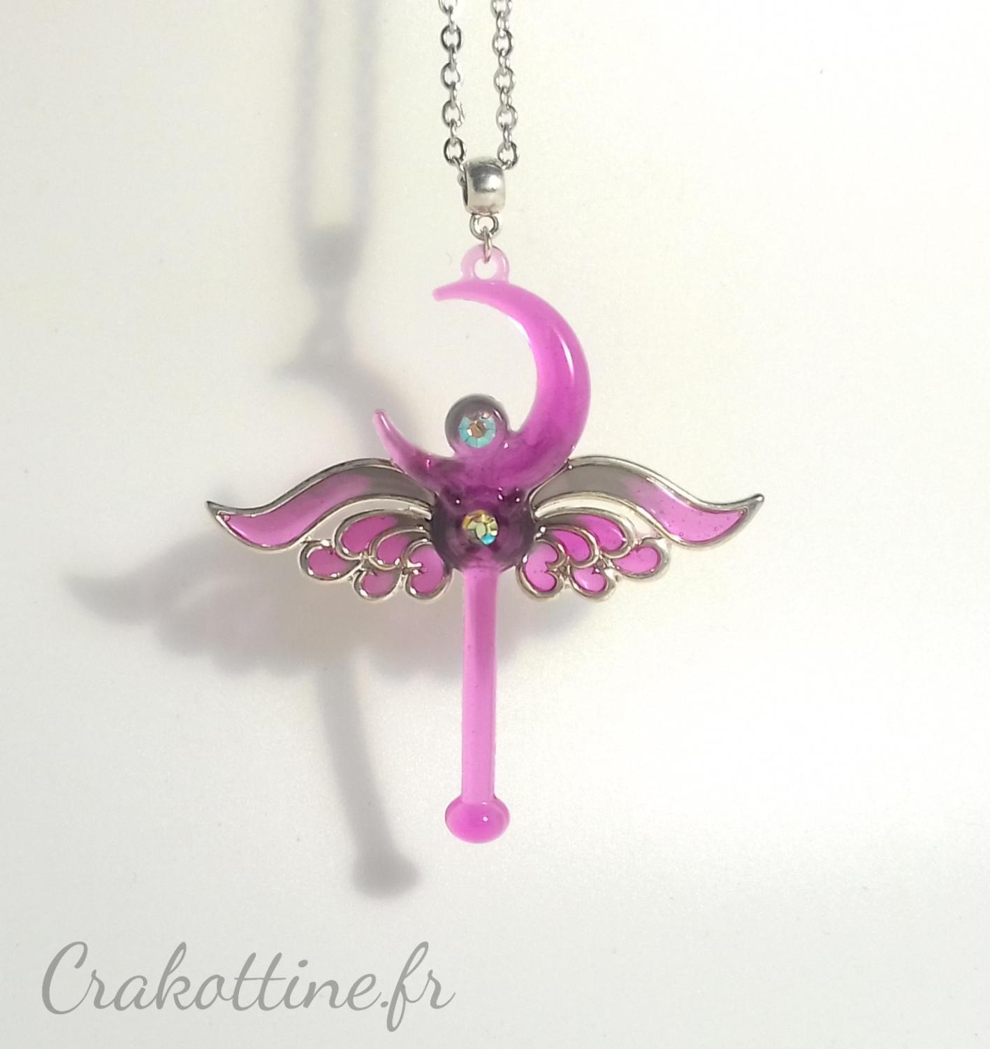 Halskette Pink winged lunar stick