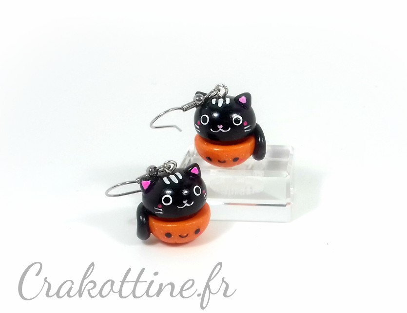earrings Pumpkin Cat