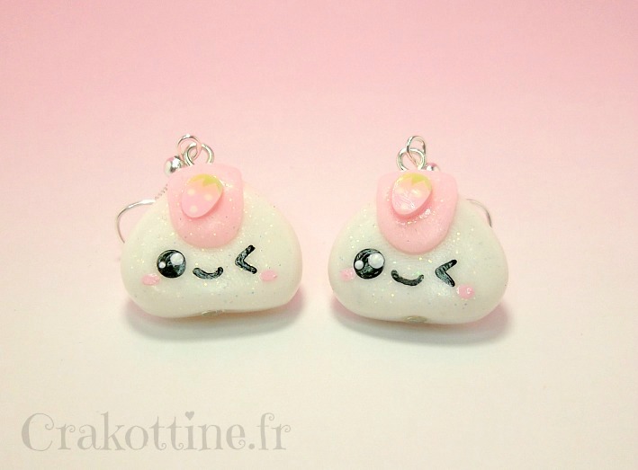 Earrings Pink  Onigiri kawaii