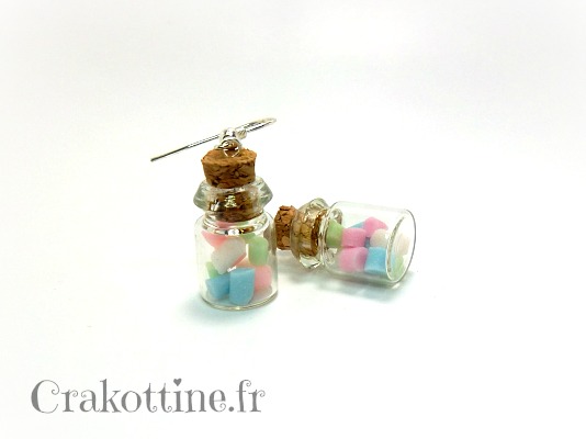 Earrings marshmallow mini vials