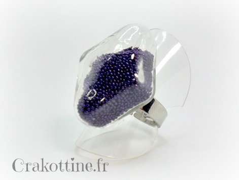 purple lozenge glass ring