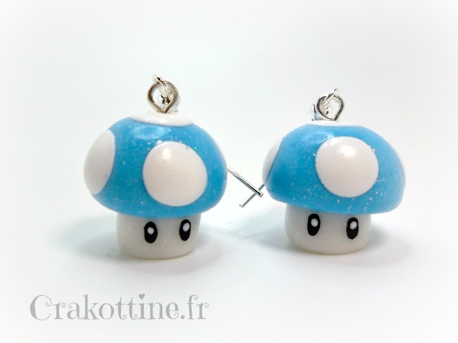 Earring blue mushroom