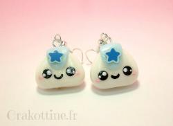 Boucles d'oreilles Blue  Onigiri kawaii