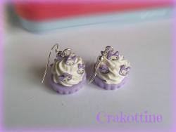 Boucles d'oreilles Cupcake purple
