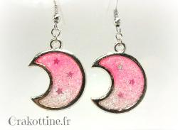 Boucles d'oreilles Half moon pink kawaii