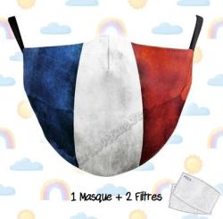 French Flag Reusable and Adjustable Mask + 2 filter