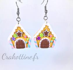 earrings Kawaii Gingerbread House
