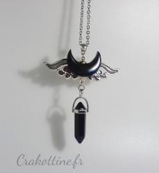 Necklace Black Moon Wing Kawaii