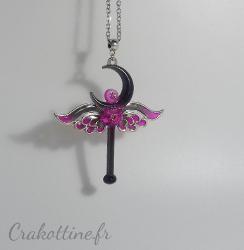 Necklace Black winged lunar stick