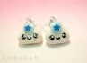 Earrings Blue Onigiri kawaii
